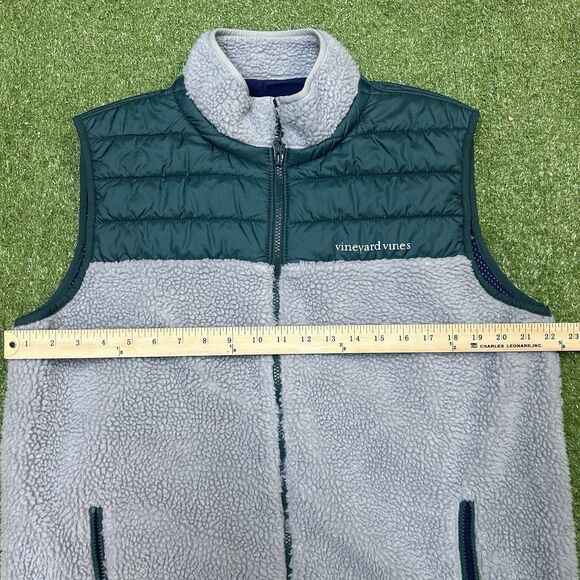Vineyard Vines Vest Mens Large Gray Green Hybrid  Puffer Fleece Full Zip - Picture 7 of 9